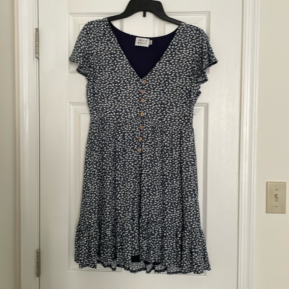 Hello Molly Blue and white ditsy flowers dress size large